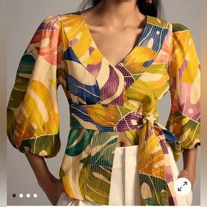 NWT FARM Rio Anthropologie Multicolor Blouse